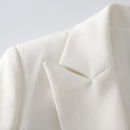 Conjunto feminino 2 peças blazer e calça com botões decorativos, corte estruturado elegante