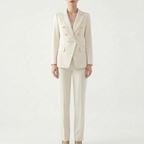Conjunto feminino 2 peças blazer e calça com botões decorativos, corte estruturado elegante