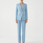 Conjunto feminino 2 peças blazer e calça com botões decorativos, corte estruturado elegante