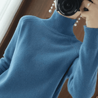 Camisola de gola alta mulher inverno manga comprida