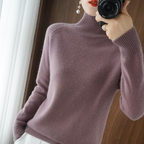 Camisola de gola alta mulher inverno manga comprida