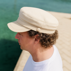 Boné pescador feltro com aba em couro, estilo vintage europeu