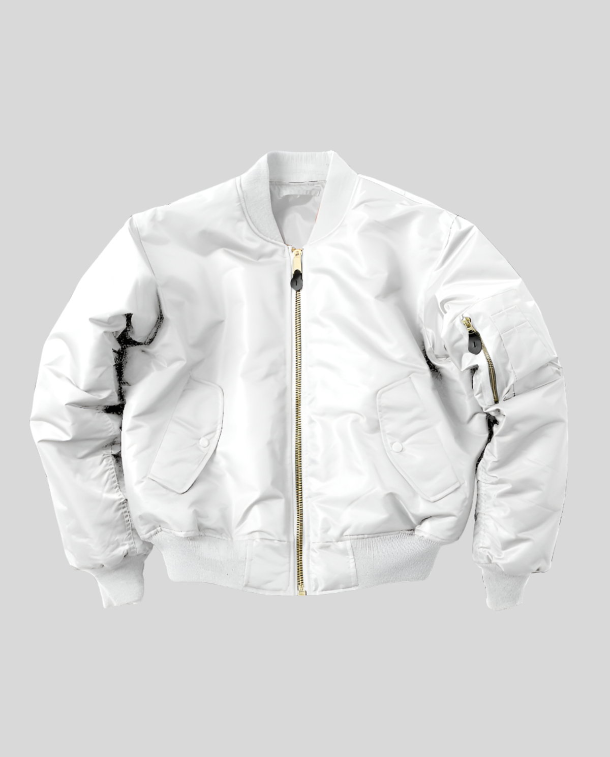 Bomber jacket clássica mulher comprimento anca com acabamentos canelados