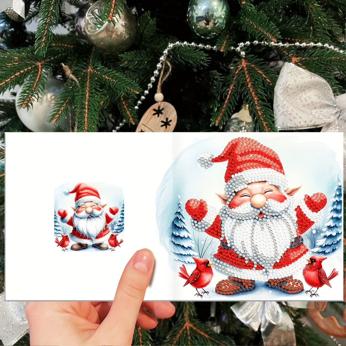 Cartões de Natal DIY Diamond Painting 12 peças tema Pai Natal feitos à mão