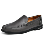 Mocassins couro masculino slip on com sola de borracha antiderrapante