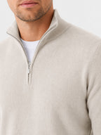 Camisola masculina merino decote em V com fecho de correr