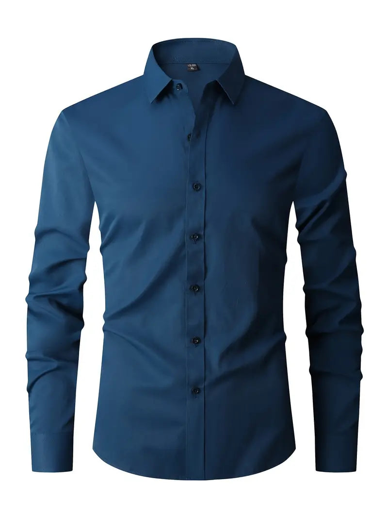 Camisa slim fit masculina com botões e gola clássica