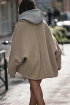 Casaco oversize de lã feminino para inverno corte moderno e confortável