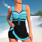 Tankini feminino estampado asteca conjunto duas peças