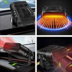 Aquecedor portátil para carro 12V com rotação 360° e função desembaçador