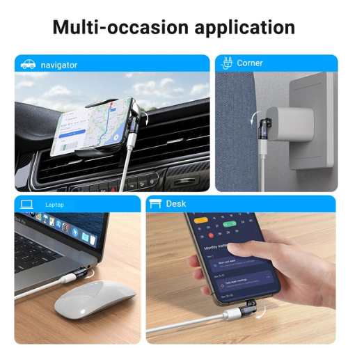 Adaptador USB-C 240W carregamento rápido com rotação 540°, compacto e universal