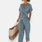Conjunto feminino 2 peças top fluido e calça perna larga