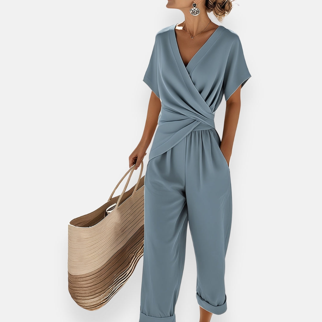Conjunto feminino 2 peças top fluido e calça perna larga
