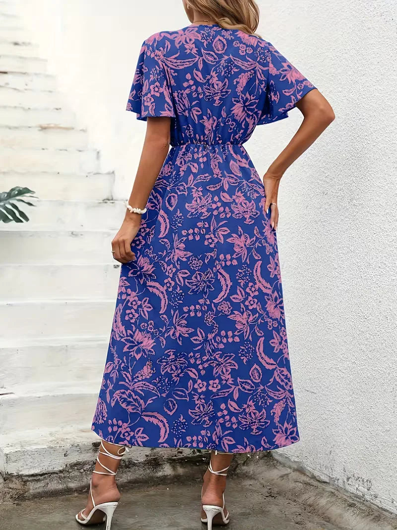 Vestido Envolvente Floral de Verão | Estampa Bohemia, Manga Curta