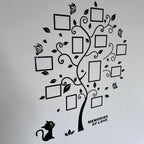 Molduras de foto em acrílico árvore 3D decorativa para parede autoadesiva família