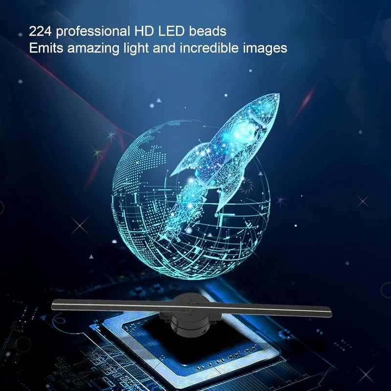 Projetor LED Fan Holograma 3D com efeito realista e alta resolução