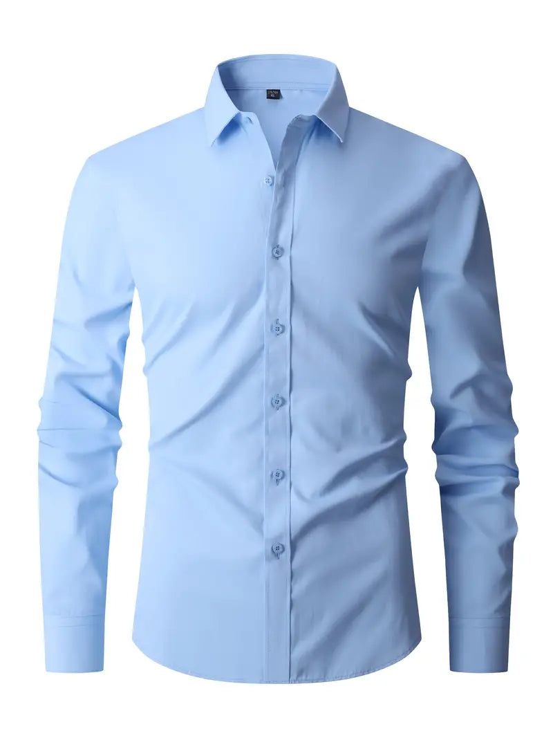 Camisa slim fit masculina com botões e gola clássica