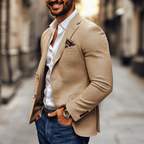 Blazer masculino slim fit dois botões com lapela clássica