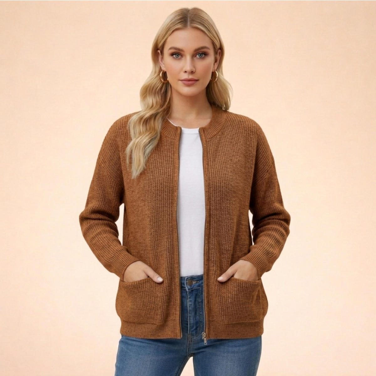 Cardigan feminino de tricô macio corte regular em diversas cores