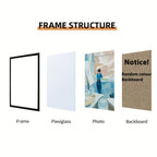 Moldura para foto preta retangular para parede e mesa, decoração clássica