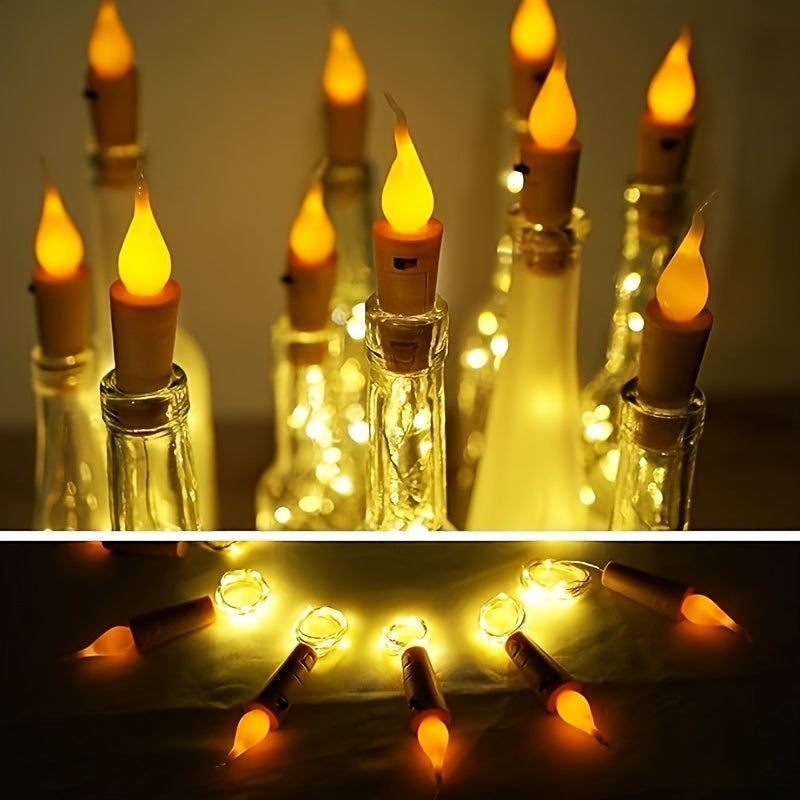 Luzes LED para garrafas a pilhas, decoração de Natal e festas, conjunto 10 peças