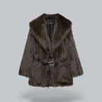Casaco midi feminino com cinto, corte elegante para o inverno