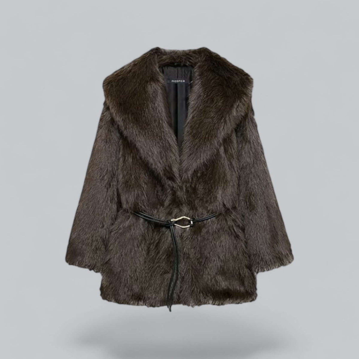 Casaco midi feminino com cinto, corte elegante para o inverno