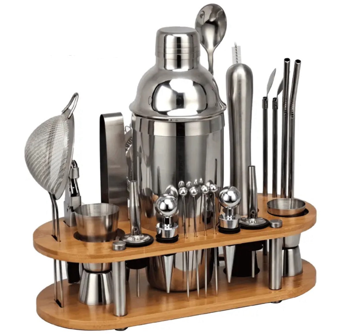 Kit de bartender profissional 23 peças com coqueteleira em aço inox