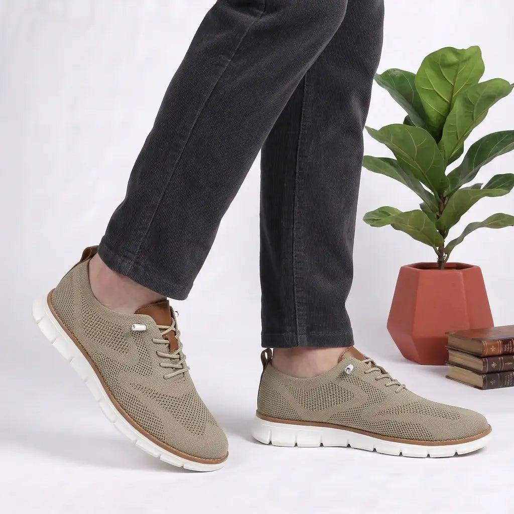 Sapato ortopédico masculino knit derby antiderrapante com suporte de arco