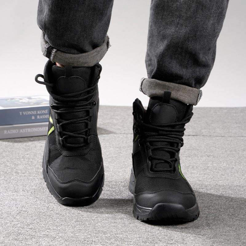Sapatos de segurança com biqueira de aço e malha respirável antifuros ISO 20345