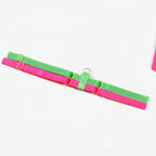 Conjunto de lingerie neon colorido com sutiã e calcinha amarelo laranja e rosa choque