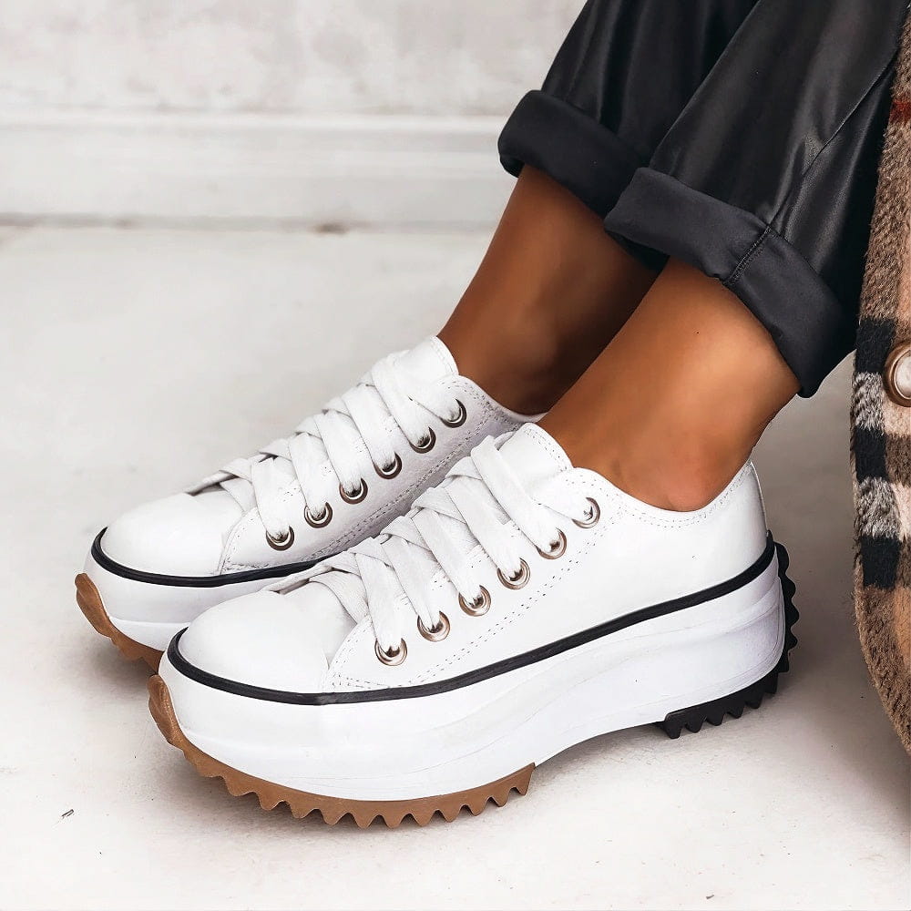 Sapatilhas femininas casual com atacadores sola antiderrapante