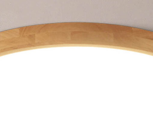 Plafão LED redondo em madeira maciça, estilo nórdico ultra-fino regulável, Ø30 cm