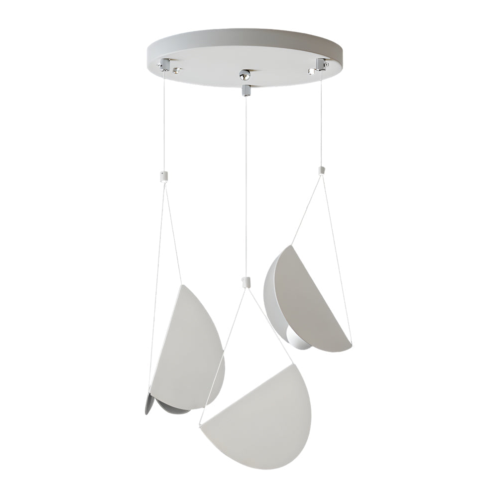 Candeeiro suspenso minimalista branco fosco em metal, design meia-lua, 1/3/6 luzes LED moderno