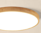 Plafão LED redondo em madeira maciça, estilo nórdico ultra-fino regulável, Ø30 cm
