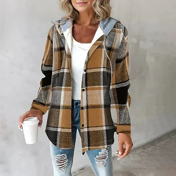Hoodie feminino estampado com capuz e bolso canguru caimento largo