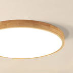 Plafão LED redondo em madeira maciça, estilo nórdico ultra-fino regulável, Ø30 cm