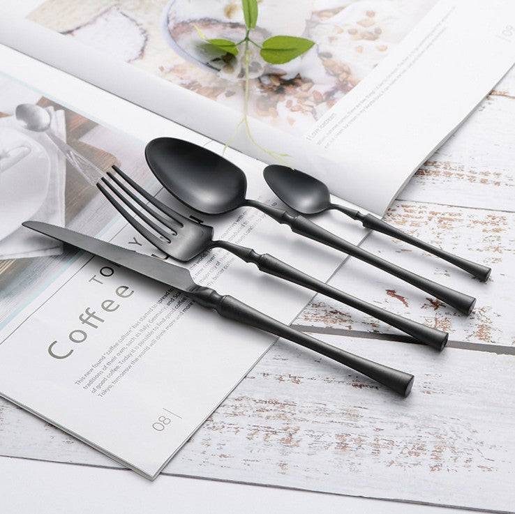 Conjunto de talheres em aço inoxidável 24 peças, elegante e resistente, várias cores