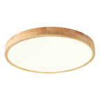 Plafão LED redondo em madeira maciça, estilo nórdico ultra-fino regulável, Ø30 cm
