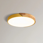 Candeeiro de teto LED design escandinavo com madeira natural, plafon moderno