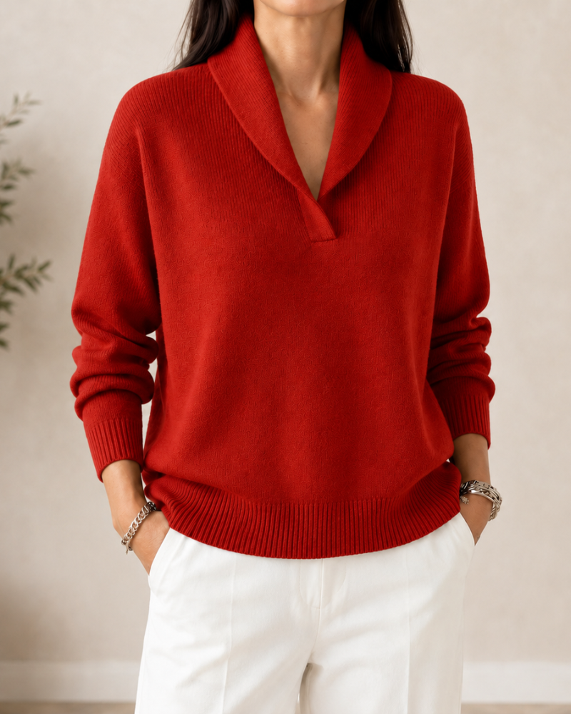 Camisola feminina decote V wrap malha macia caimento relaxado