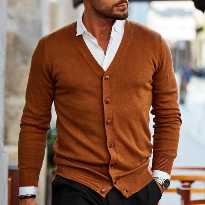 Cardigan masculino de malha confortável em várias cores