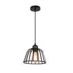 Lustre LED industrial retro gaiola de ferro preto 1 ou 3 luzes, estilo vintage