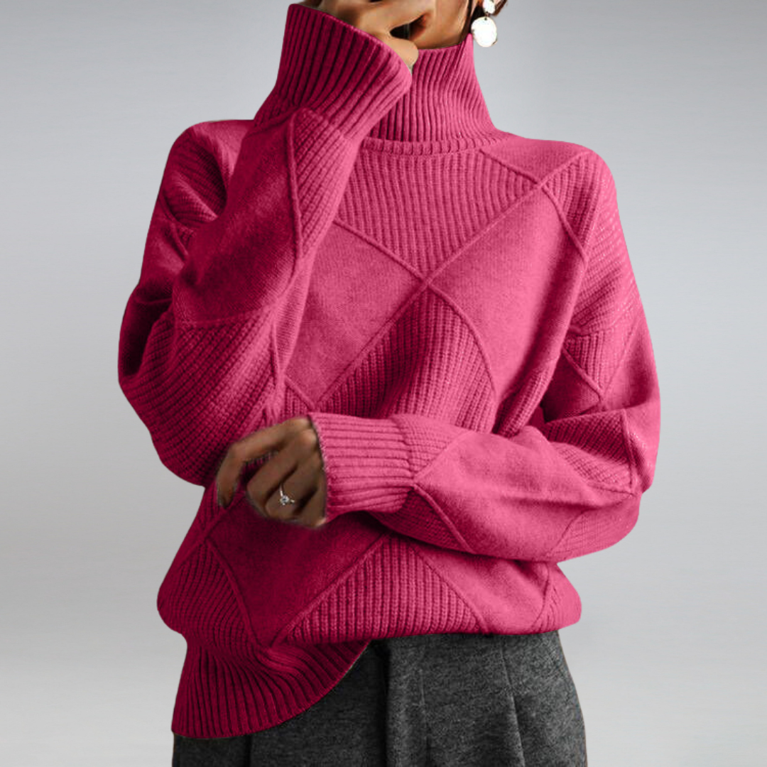 Pullover gola alta caxemira mulher macio e quente