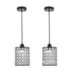 Candeeiros de cristal pendentes estilo nórdico minimalista, preto e cromado, conjunto de 2 peças