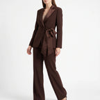 Fato feminino 2 peças blazer e calça elegante para escritório, conjunto profissional