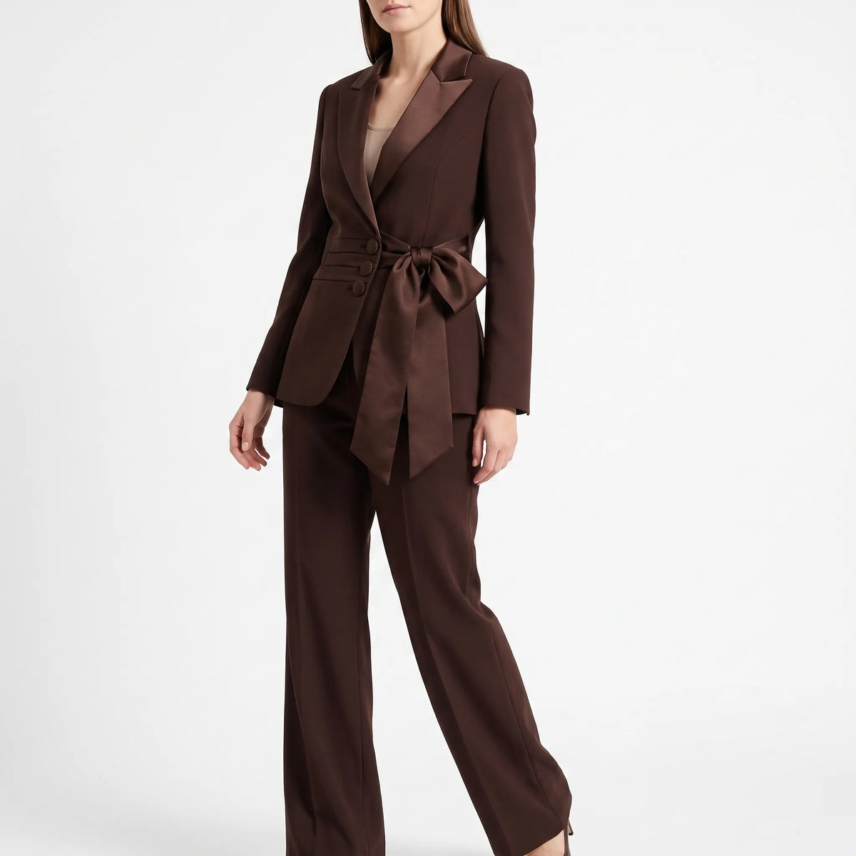 Fato feminino 2 peças blazer e calça elegante para escritório, conjunto profissional
