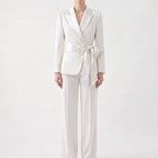 Fato feminino 2 peças blazer e calça elegante para escritório, conjunto profissional