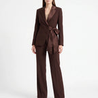 Fato feminino 2 peças blazer e calça elegante para escritório, conjunto profissional