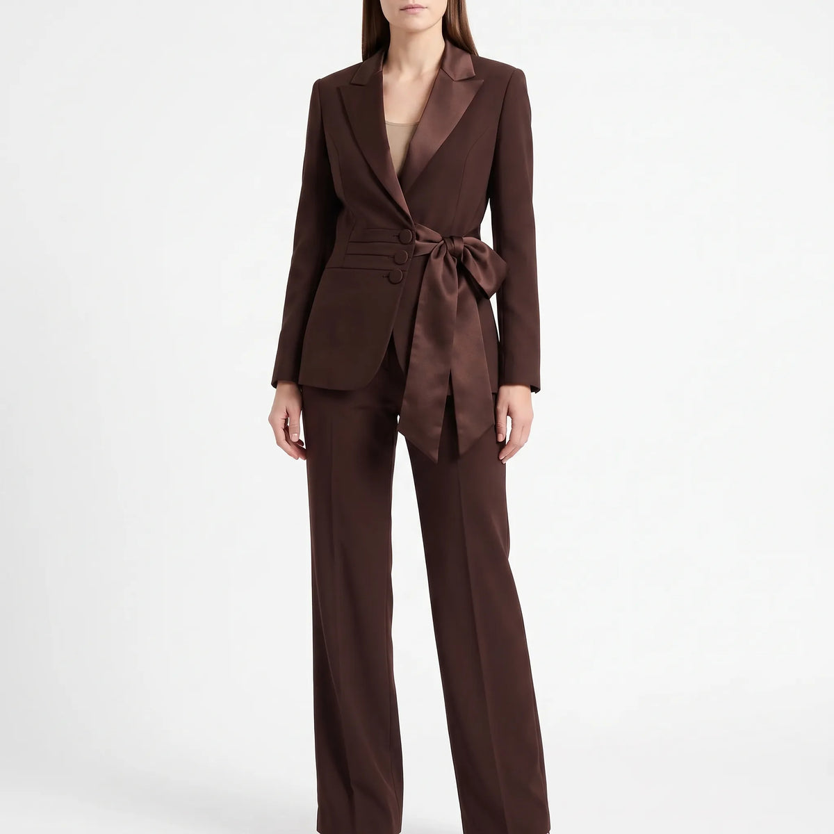 Fato feminino 2 peças blazer e calça elegante para escritório, conjunto profissional